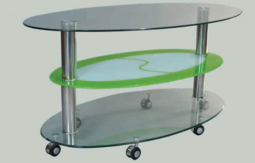 стеклянный мобильный стол для кофе