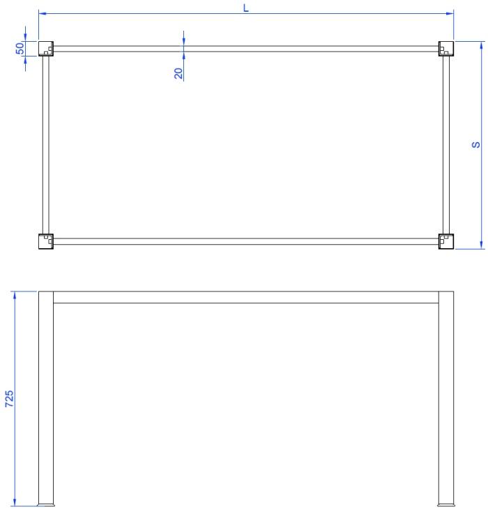 чертеж каркаса стола base 50